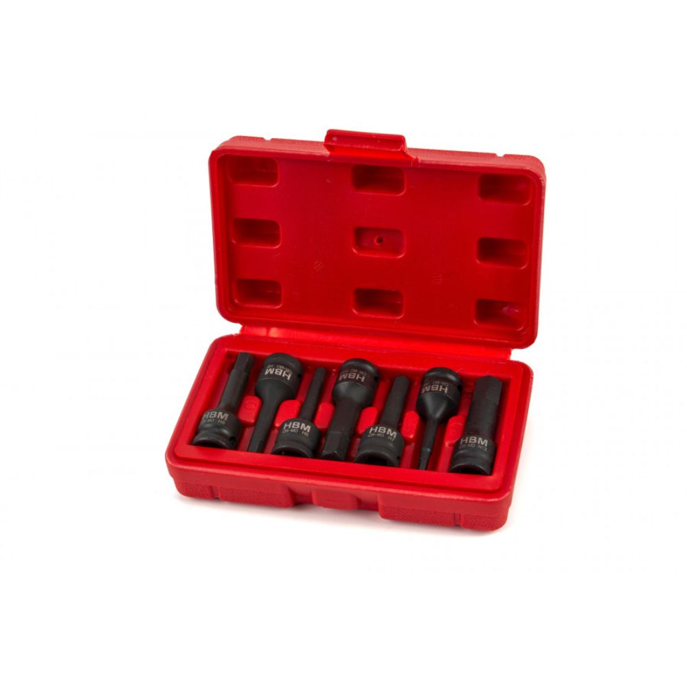 Set biti, HBM, imbus hexagonal de impact, 7 buc, 3/8