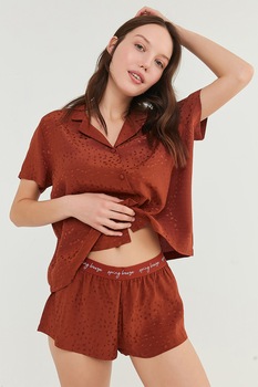 Penti, Pijama de viscoza cu imprimeu, Maro, L Penti, Pijama de viscoza cu imprimeu, Maro, L