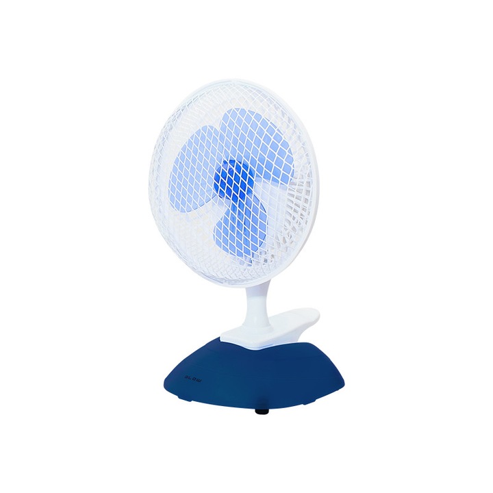 Asztali ventilátor - 15 cm - fehér/kék- állítható dőlésszög
