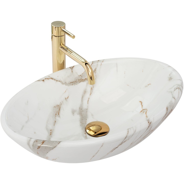 Lavoar Pamela Shiny Aiax, montaj pe blat, 53x33 cm, ceramica sanitara