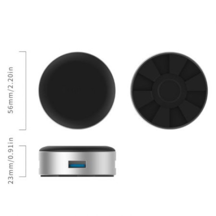 USB hub Orico ANS1, alumínium, 3 portos USB3.0 hub, USB elosztó