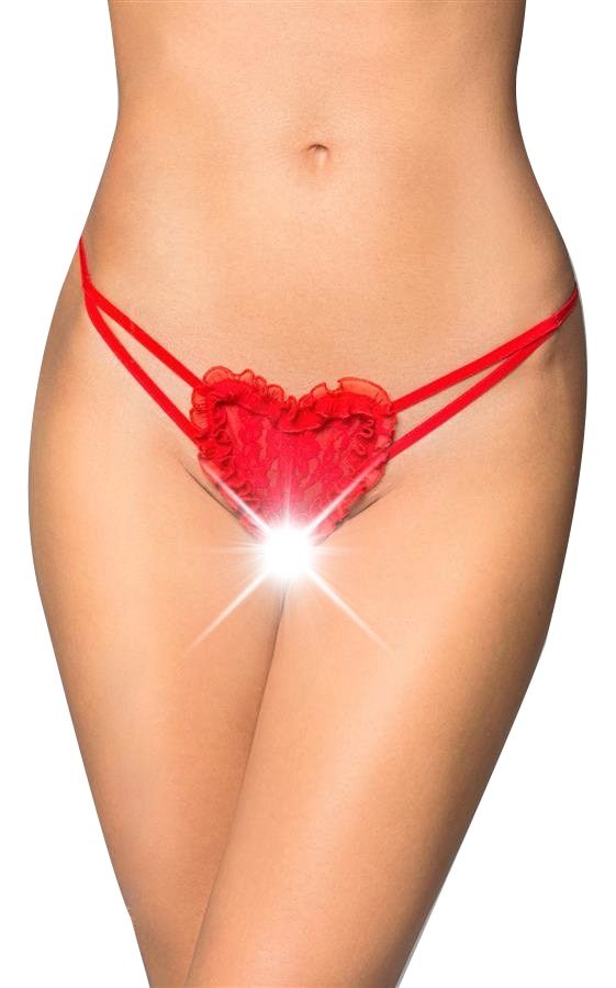 Chiloti tanga dama Softline 2480, Model inima, Poliamida/Elastan, Rosu, S/L