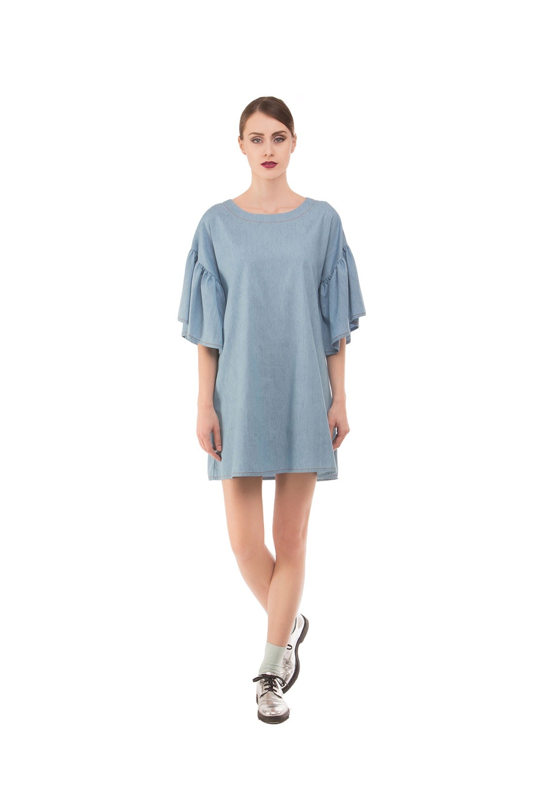 Rochie Denim, KVINNA, bumbac