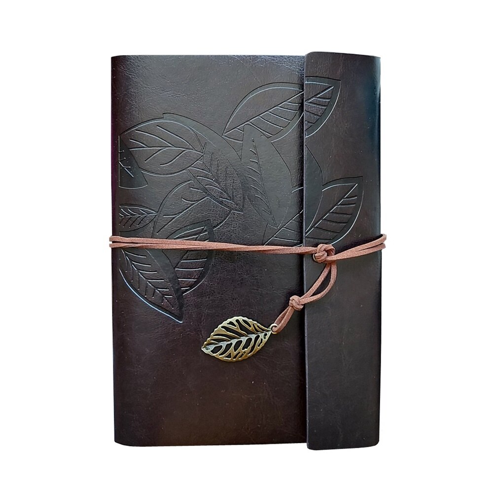 Agenda vintage maro inchis Leaf 10x14cm, Nedatata, Jurnal retro