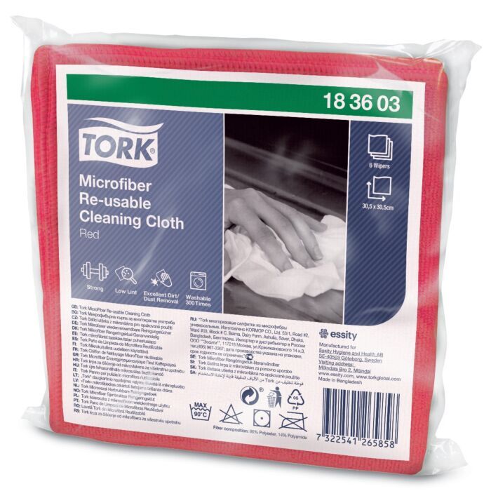 Set * 6 bucati Laveta din Microfibra Tork, culoare rosu