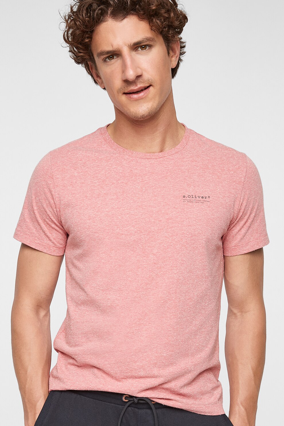 s.Oliver, Tricou cu imprimeu logo pe piept, Roz pastel