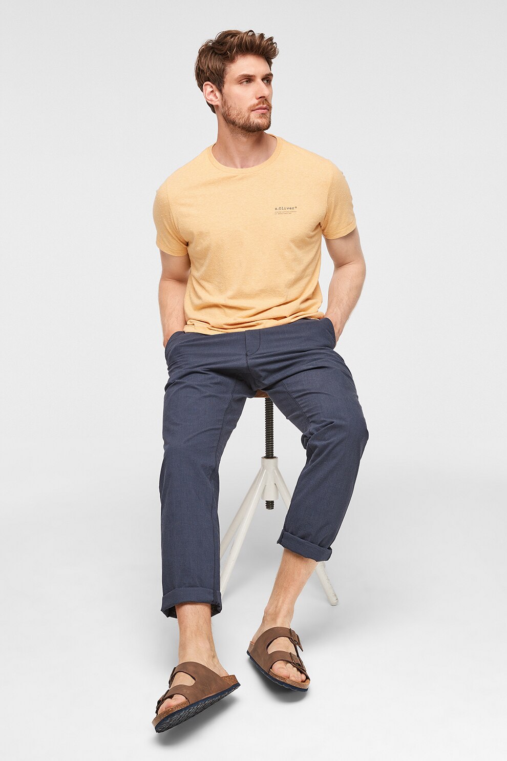 s.Oliver, Tricou cu imprimeu logo pe piept, Oranj pal