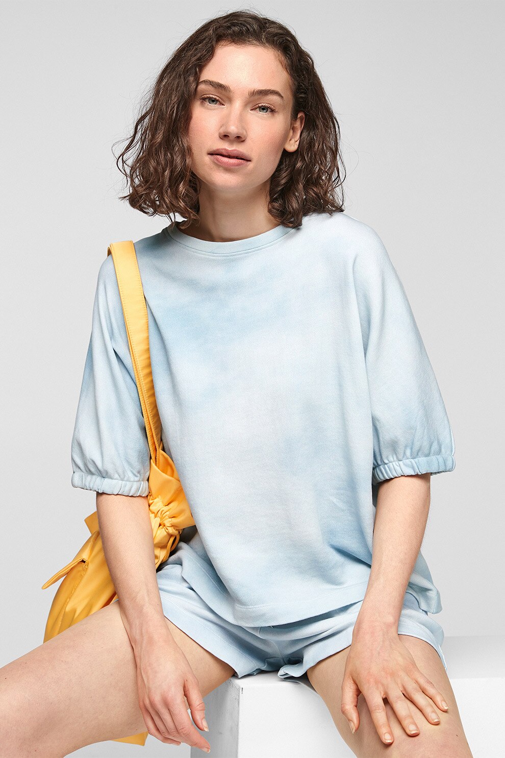 s.Oliver, Bluza sport lejera cu model tie-dye, Albastru deschis