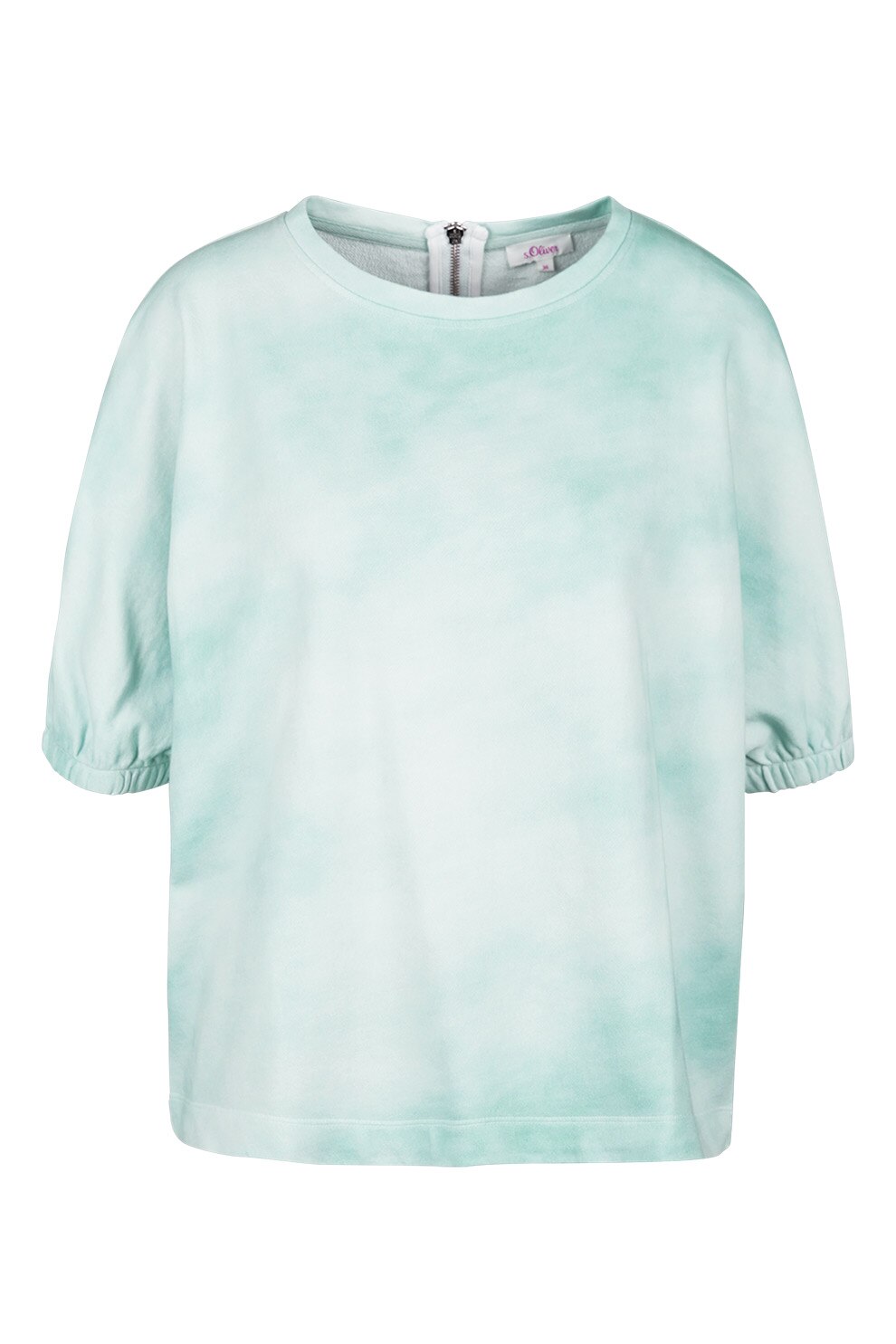 s.Oliver, Bluza sport lejera cu model tie-dye, Verde menta