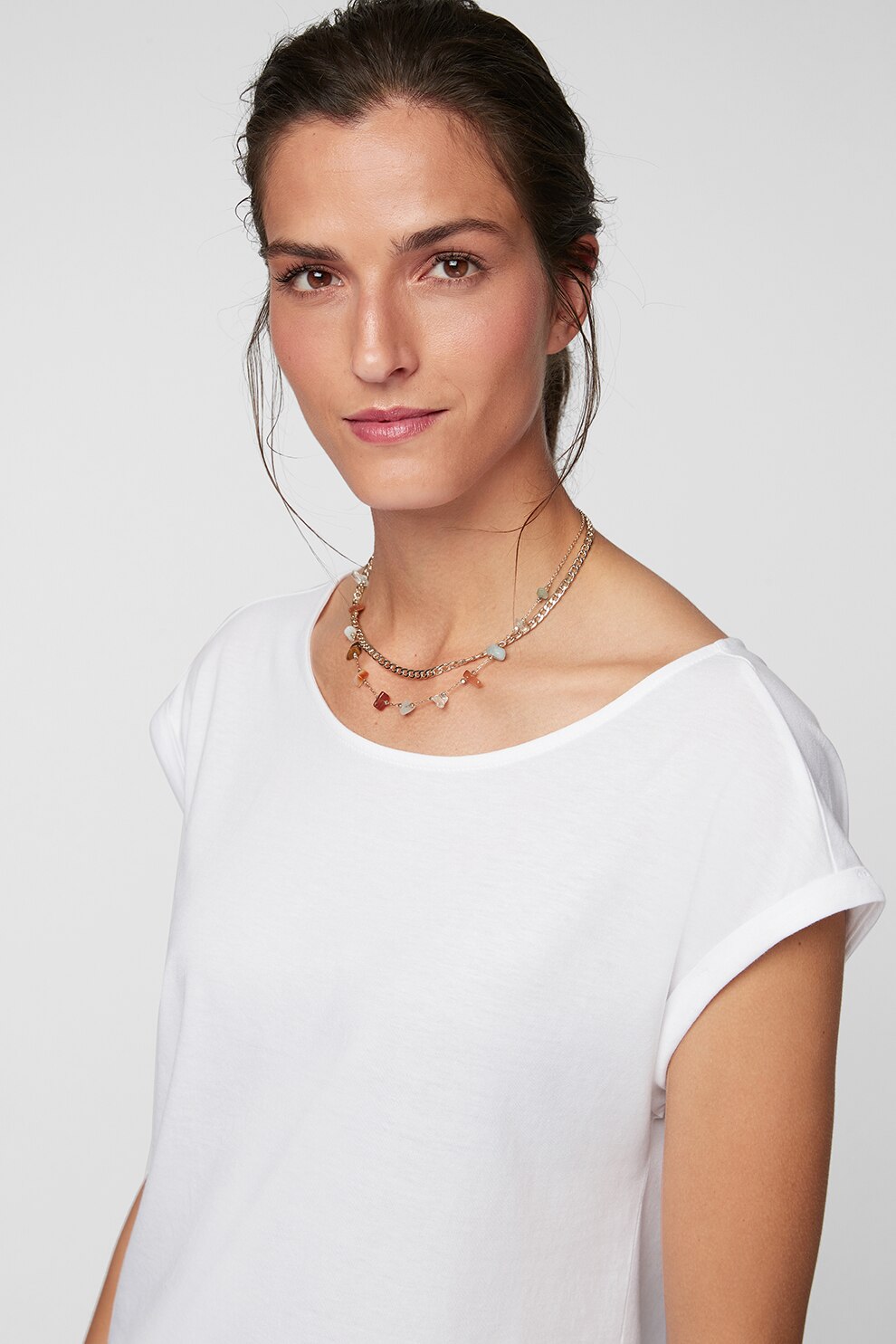 s.Oliver, Tricou din amestec de modal cu decupaj pe partea din spate, Alb