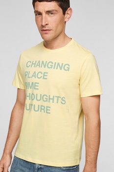 s.Oliver, Tricou regular fit cu imprimeu text, galben pal s.Oliver, Tricou regular fit cu imprimeu text, galben pal