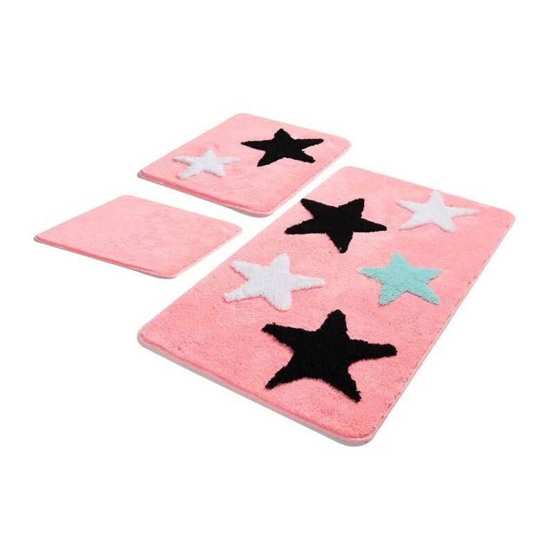 Set 3 Covorase de Baie, Chilai Home, model All Star Roz, Acrilic