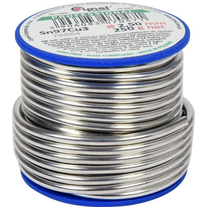 Припой Cynel SN97CU3, мек, калаено-меден, 250 гр, Ф 2.5 мм