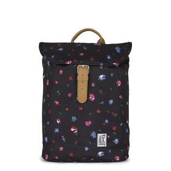 Rucsac The Pack Society mini negru cu flori Rucsac The Pack Society mini negru cu flori