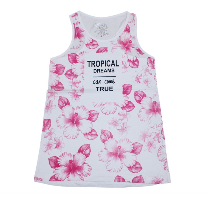 Tricou copii, Losan Tropical Dreams, Alb/Roz