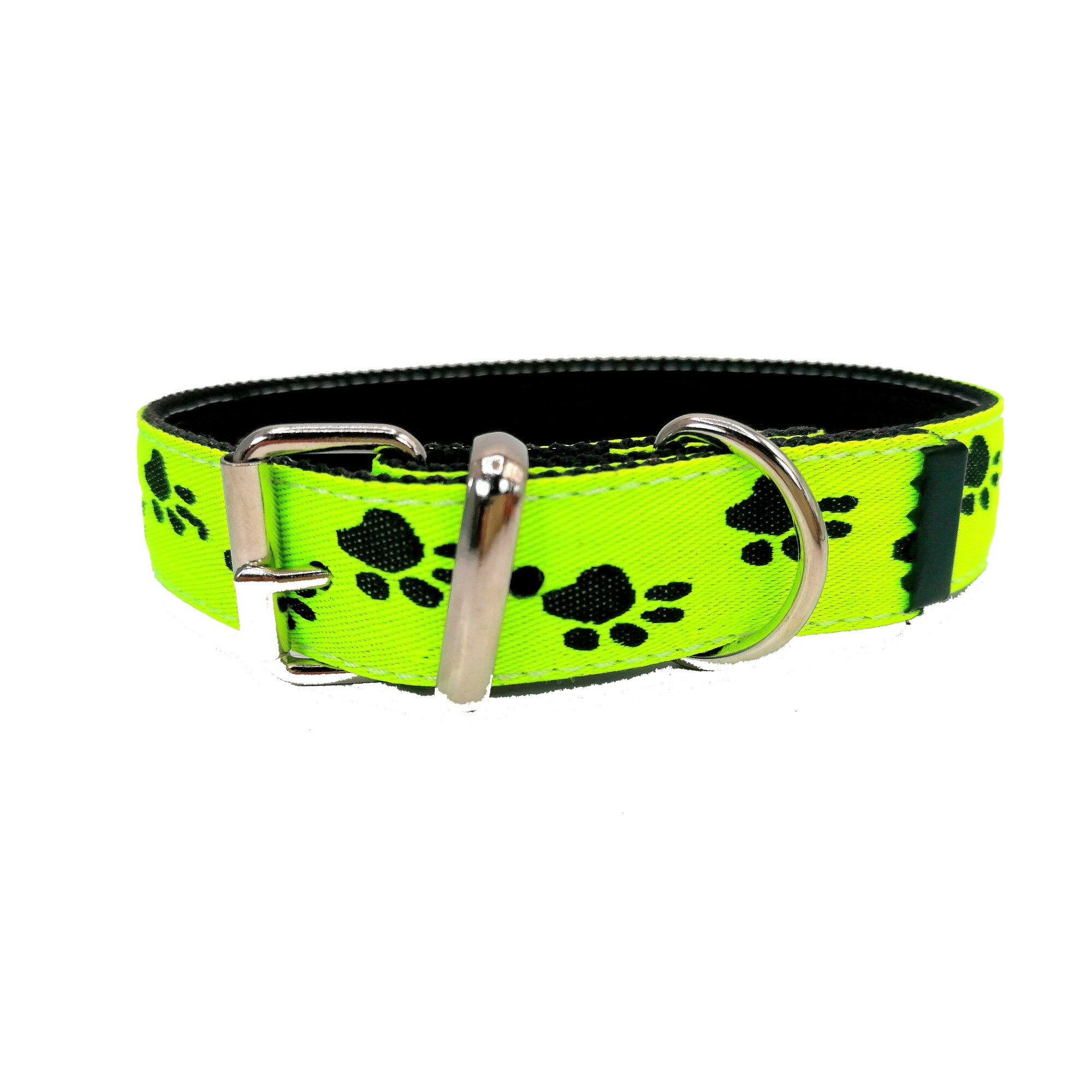 Zgarda din chinga verde / negru 30 mm x 62 cm model labute