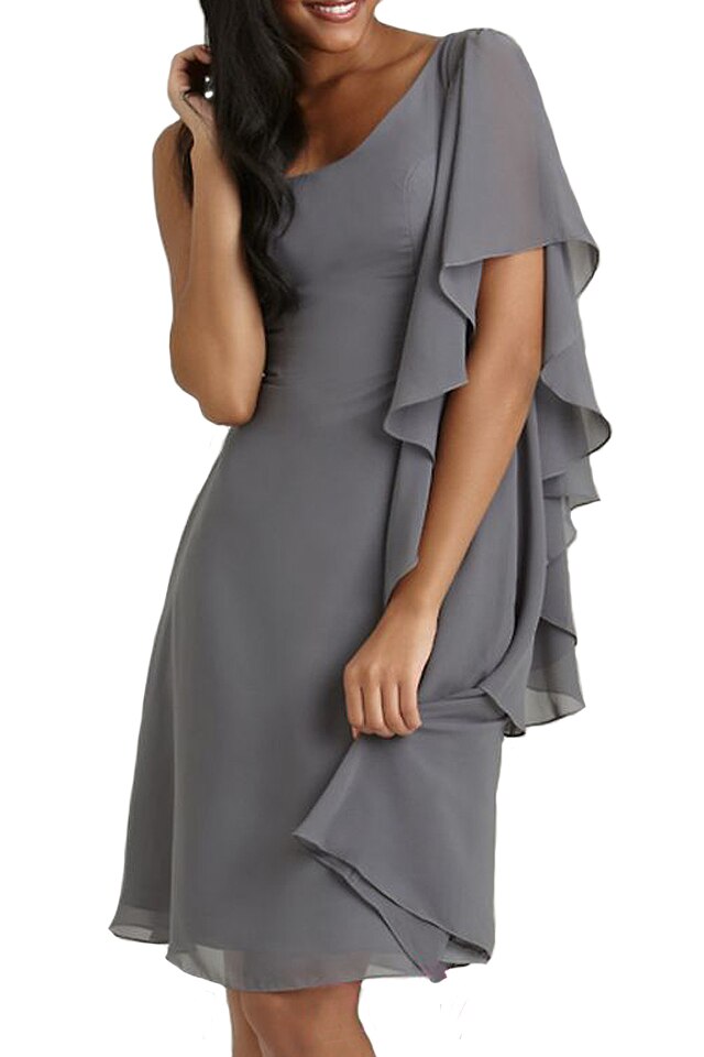 Rochie dama Allure, gri, 42 EU, cu voal aplicat