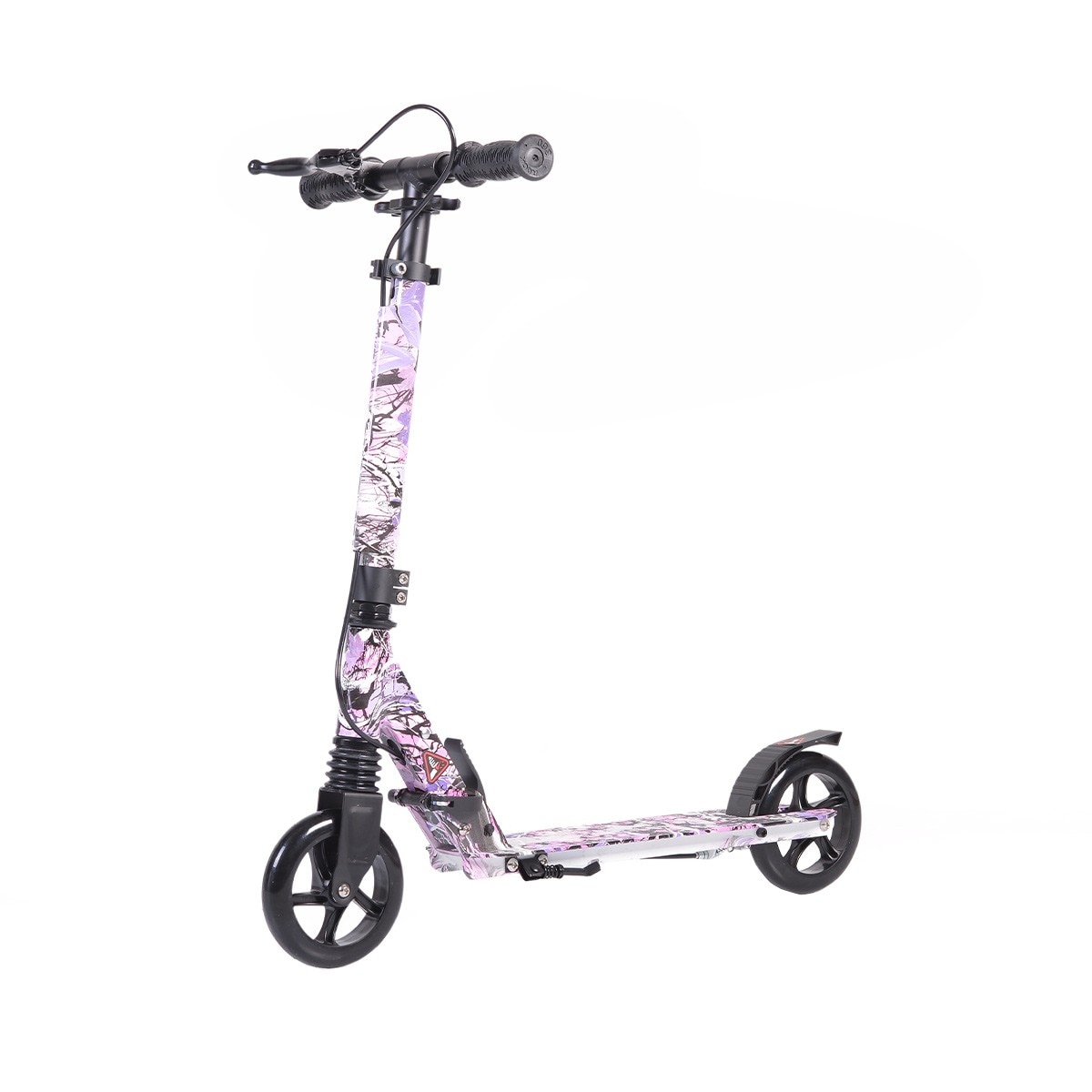 Trotineta pliabila din aluminiu NOVOKIDS™ Funky Snuzzy Scooter PRO, Max 100 kg, Functie Super Brake, Maner reglabil pe inaltime 75-90 cm , Diametru roata 145 mm, Roz Camouflage