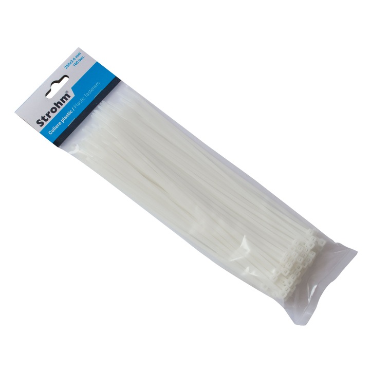 Strohm SM-CV-250-3-6 100 darabos kábelkötegelő készlet, műanyag, 250x3.6mm, fehér