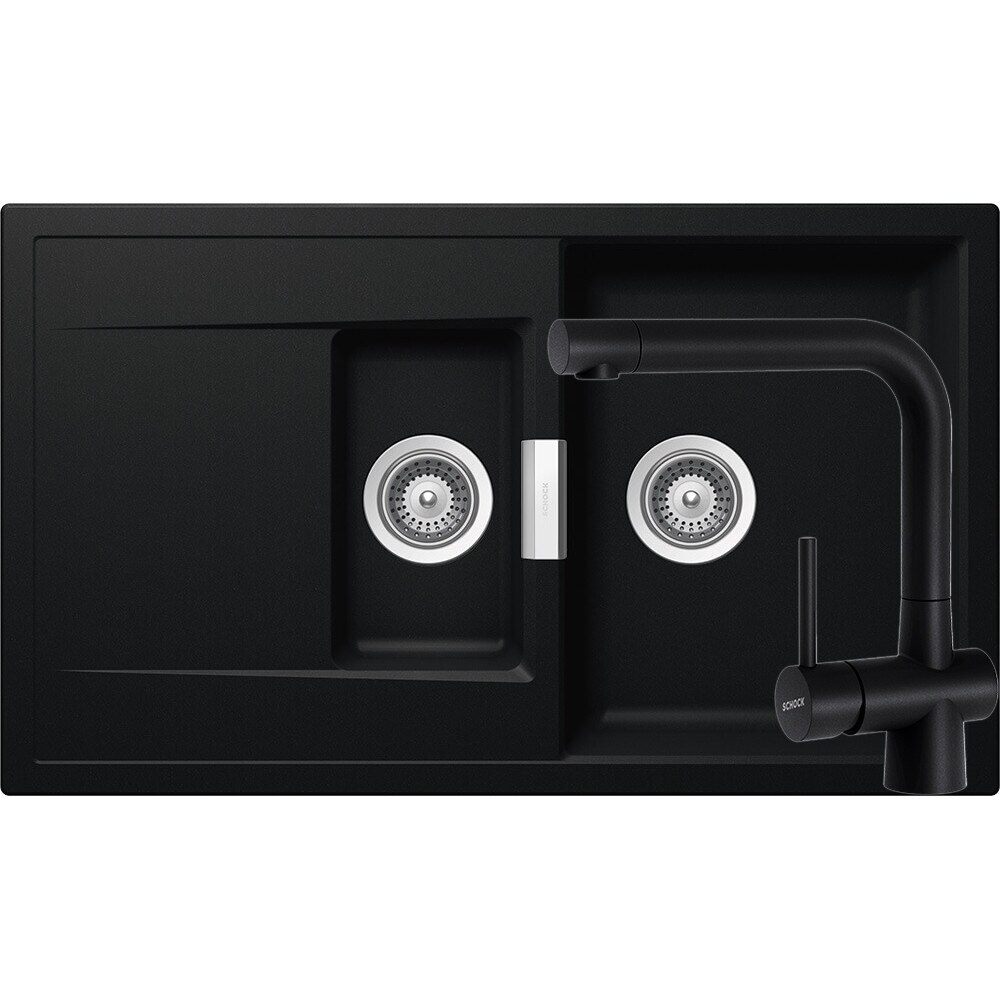 Kit chiuveta Schock Mono D-150 860 x 510 mm si baterie Schock Laios Puro Cristadur