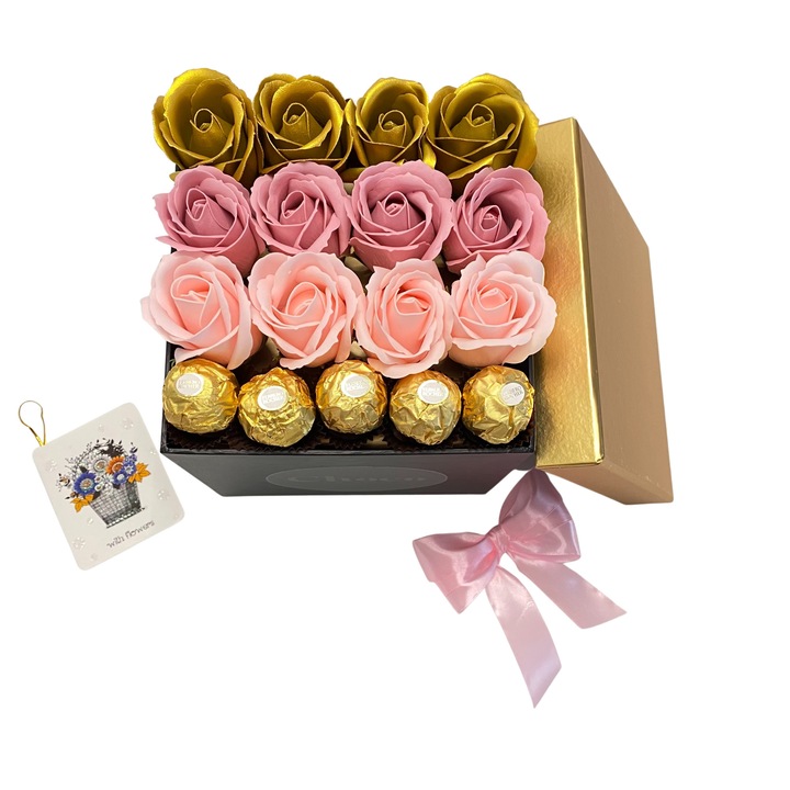 Cutie Cadou, ChocoBox, Lovely Box I, include Ferrero Rocher si Trandafiri