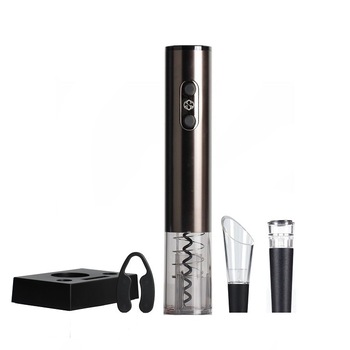 Tirbuson vin electric Elysum , Inox Gri , reincarcabil, accesoriu taiat folie, aerator, dop pompa vid, baza alimentare, 4 acumulatori reincarcabili Tirbuson vin electric Elysum , Inox Gri , reincarcabil, accesoriu taiat folie, aerator, dop pompa vid, baza alimentare, 4 acumulatori reincarcabili