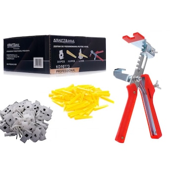 Pachet sistem nivelare gresie 300 clipsuri si 100 pene KD10773 Kraftdele Pachet sistem nivelare gresie 300 clipsuri si 100 pene KD10773 Kraftdele