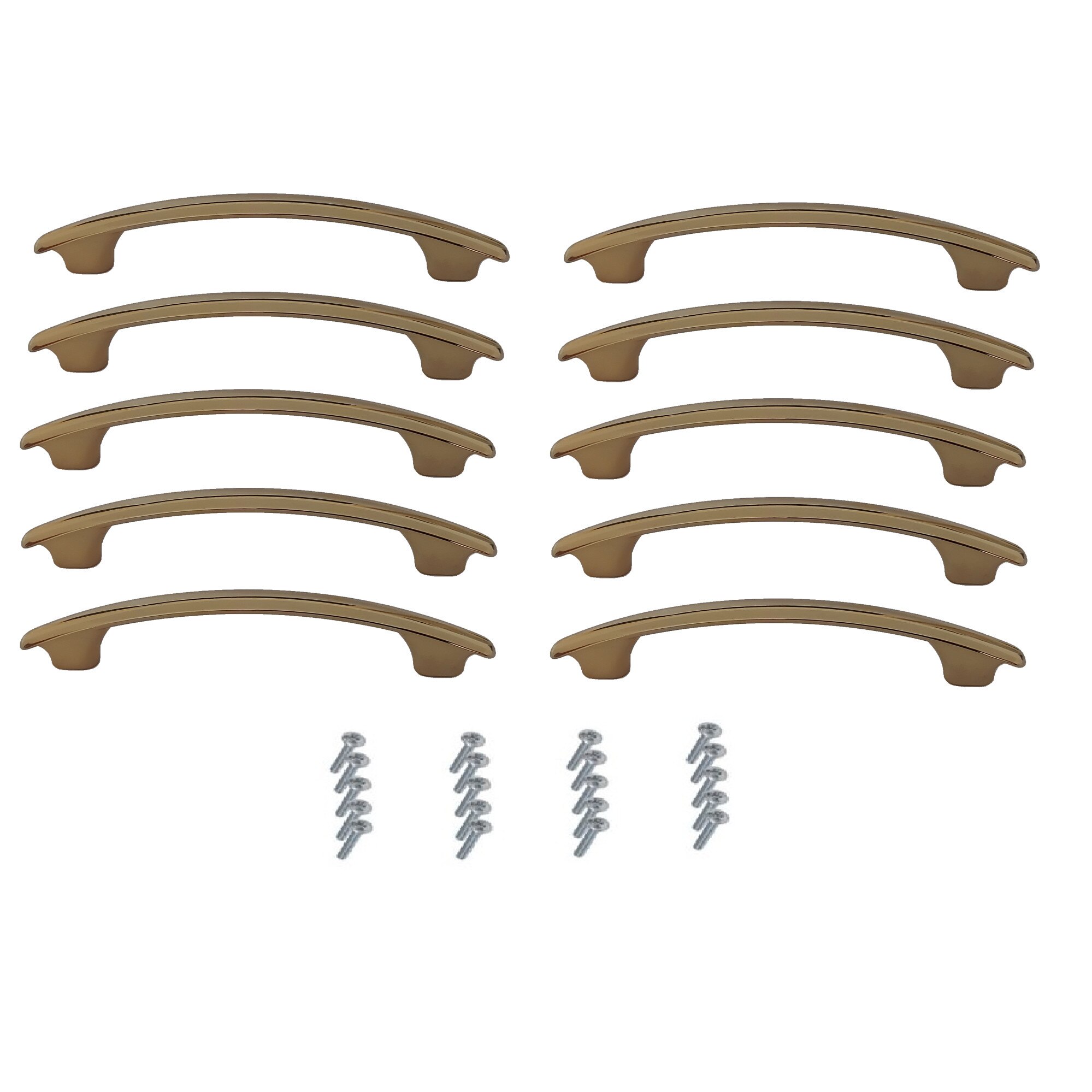 SET 10 manere metal picioruse evazate aurite 120 mm lungime, distanta gauri 96 mm cu suruburi de fixare