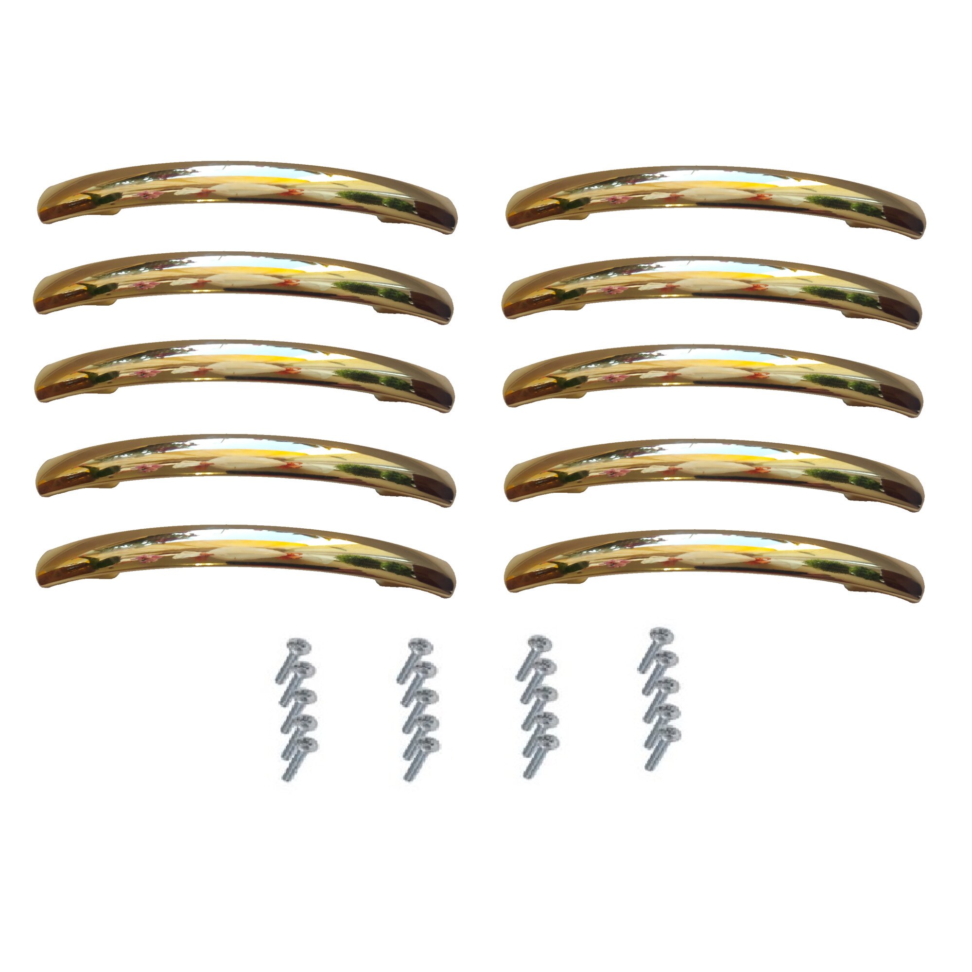 SET 10 manere metal plate aurite 135 mm lungime, distanta gauri 96 mm cu suruburi de fixare