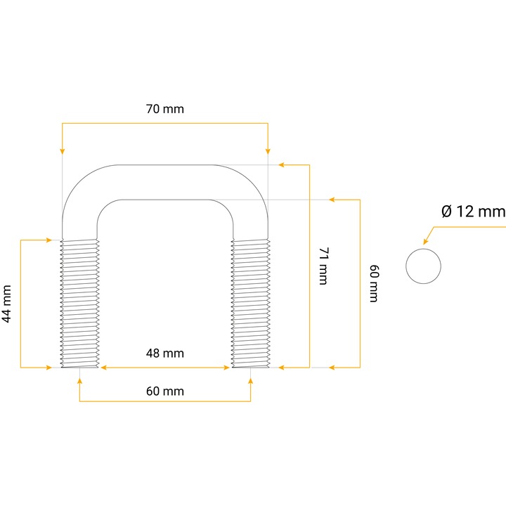 Surub U Bolt patrat M12 60/48/60