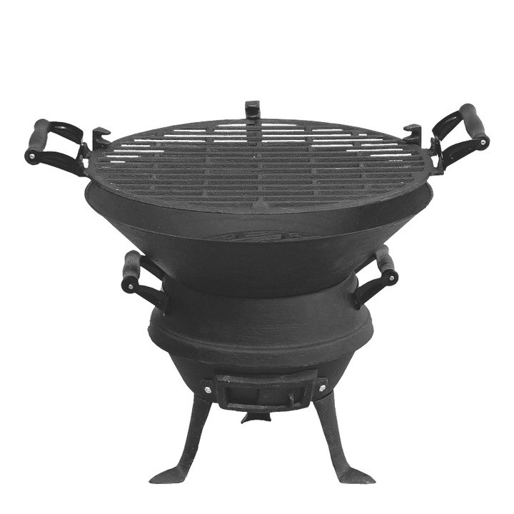 Чугунено барбекю Master Grill MG630, 35.5cm, Регулиране на височина, Черен