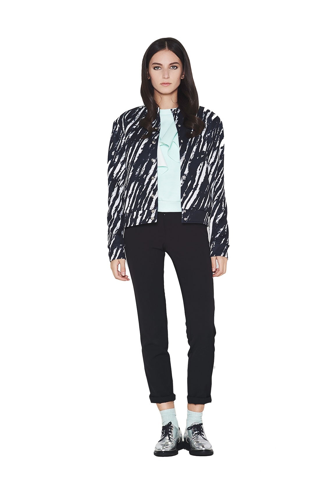 Jacheta neopren, KVINNA, imprimeu alb-negru