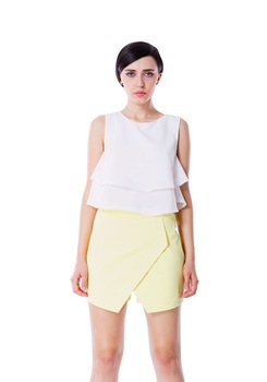 Fusta-pantalon scurta, KVINNA, galben - lamaie Fusta-pantalon scurta, KVINNA, galben - lamaie