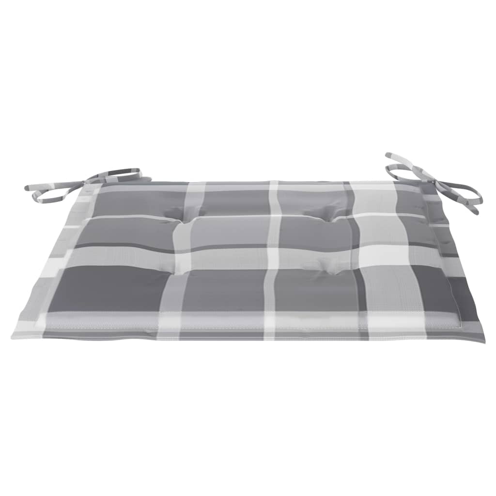 Set de 4 perne scaun de gradina, vidaXL, Poliester, 50 x 50 x 4 cm, Gri model carouri