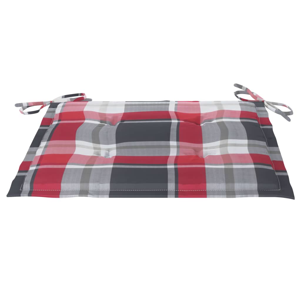 Set de 6 perne scaun de gradina, vidaXL, Poliester, 40 x 40 x 4 cm, Gri/Rosu model carouri