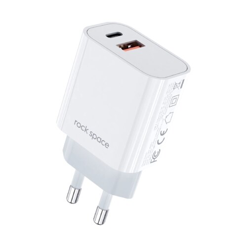 Incarcator retea, USB Type C, PD (power delivery) plus USB-A, 20W, Alb