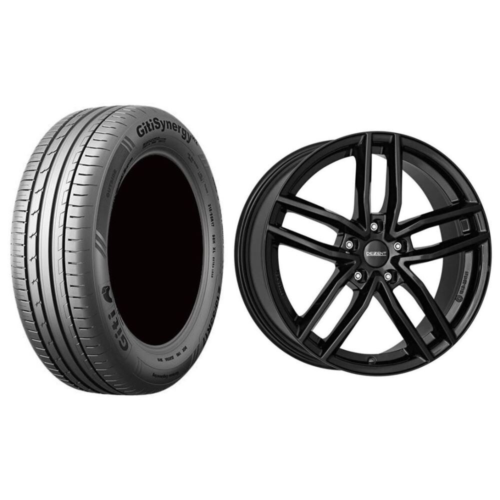 Roata completa Toyota Corolla janta aliaj Dezent TR black 5x114.3, 16 inch si anvelopa vara Giti Synergy H2 205/55R16 91V si Senzor presiune ALCAR