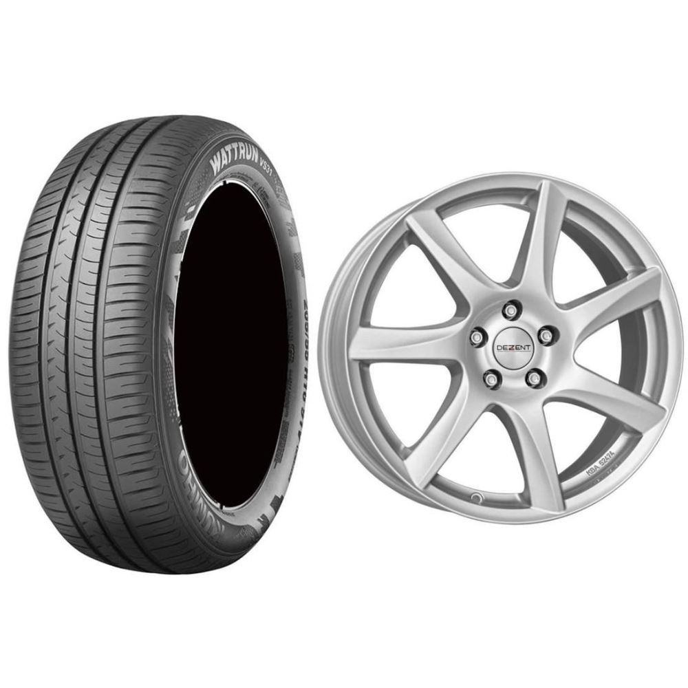 Roata completa Toyota Corolla janta aliaj Dezent TW silver 5x114.3, 16 inch si anvelopa vara Kumho VS31 205/55R16 91V si Senzor presiune ALCAR