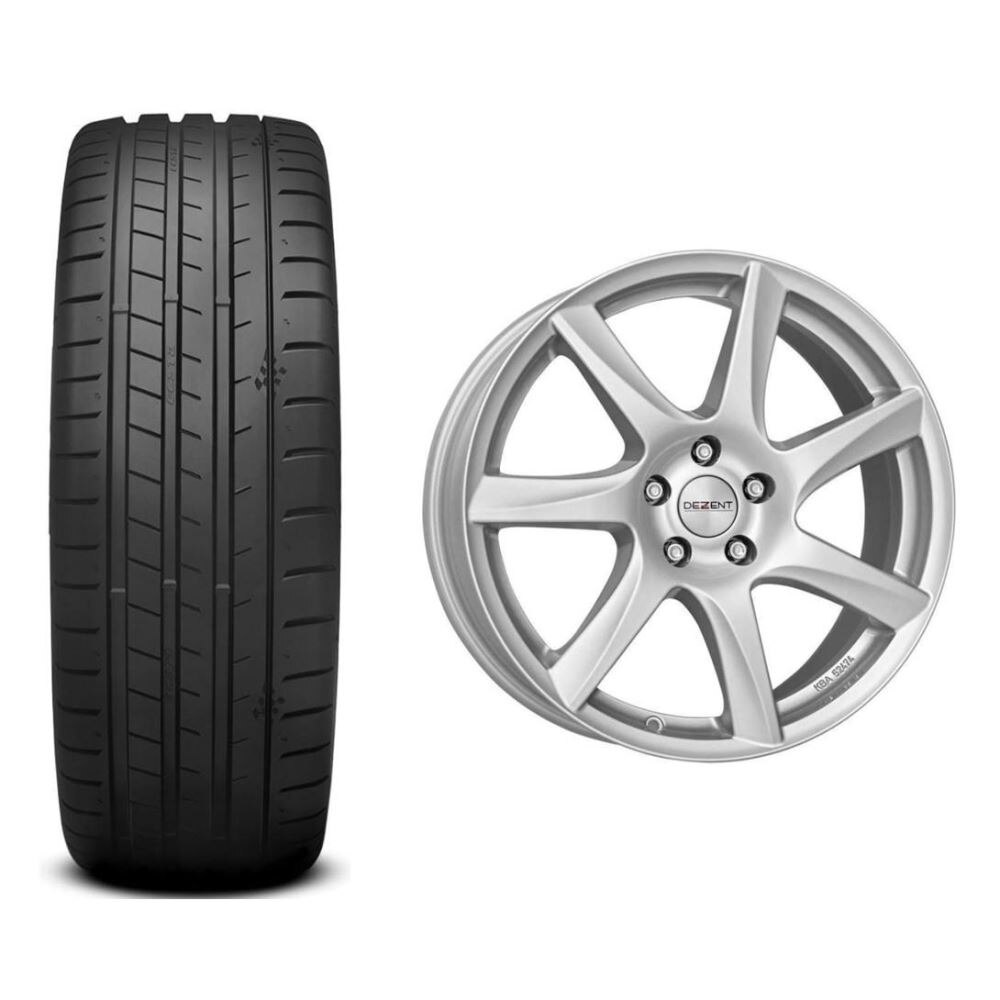 Roata completa VW T-Cross, Skoda Kamiq janta aliaj Dezent TW silver 5x100, 16 inch si anvelopa vara Kumho PS71 205/60R16 92V