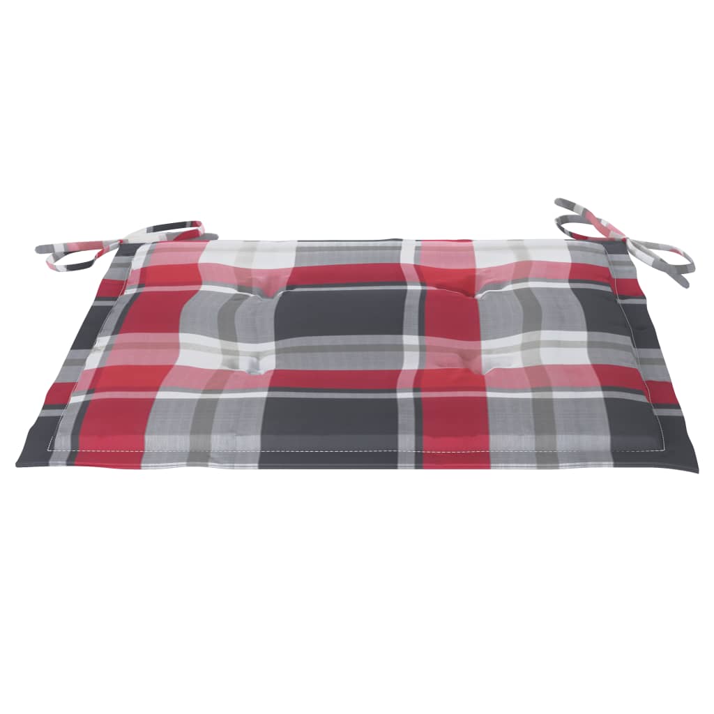 Set de 2 perne scaun de gradina, vidaXL, Poliester, 40 x 40 x 4 cm, Gri/Rosu model carouri