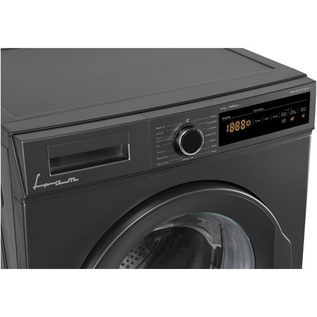 Masina de spalat rufe Fram FWM-V914T2TSD+++, 9 kg, 1400 rpm, Clasa D, Motor DC, Control touch, Display LED, Allergy safe, Start intarziat, Anti-sifonare, Eco-Logic, Detectare spuma, Gri