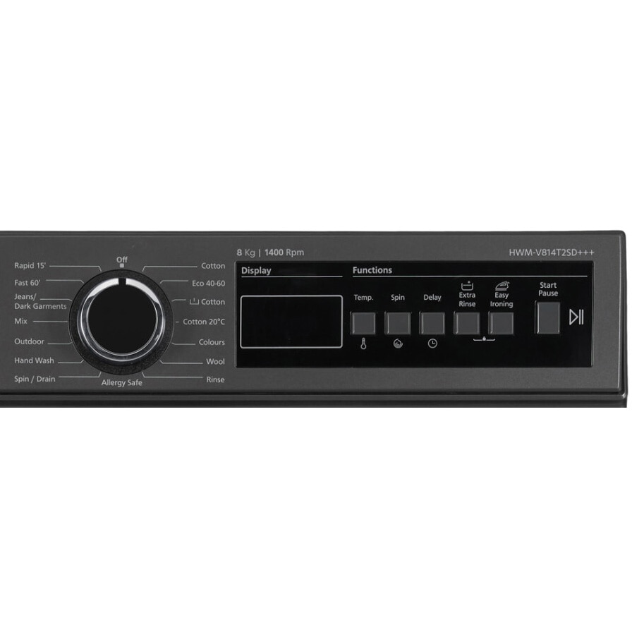 Masina de spalat rufe Fram FWM-V814T2SD+++, 8 kg, 1400 rpm, Clasa D, Display digital, Start intarziat, Anti-Sifonare, Eco-Logic, Allergy safe, Gri