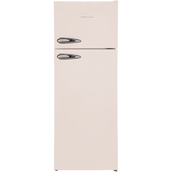Хладилник с 2 врати Fram FDD-VRL212BGF+, 213 л, Клас F, LED светлина, Автоматично размразяване на хладилника, H 144 см, Бежов