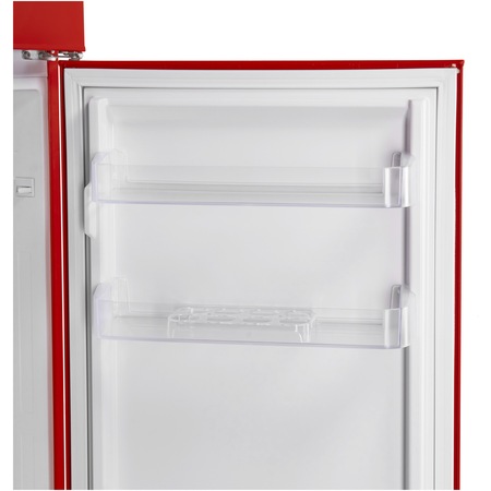 Frigider cu doua usi Fram FDD-VRL212RDF+, 212l, Clasa F, Lumina LED, Dezghetare automata frigider, H 144 cm, Rosu