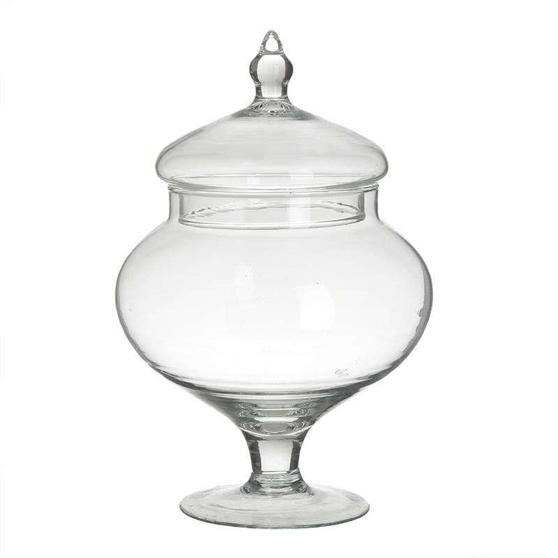 Vas cu capac, din sticla transparenta, 18 x 25 cm