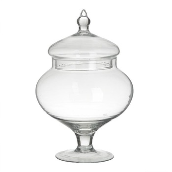 Vas cu capac, din sticla transparenta, 18 x 25 cm Vas cu capac, din sticla transparenta, 18 x 25 cm