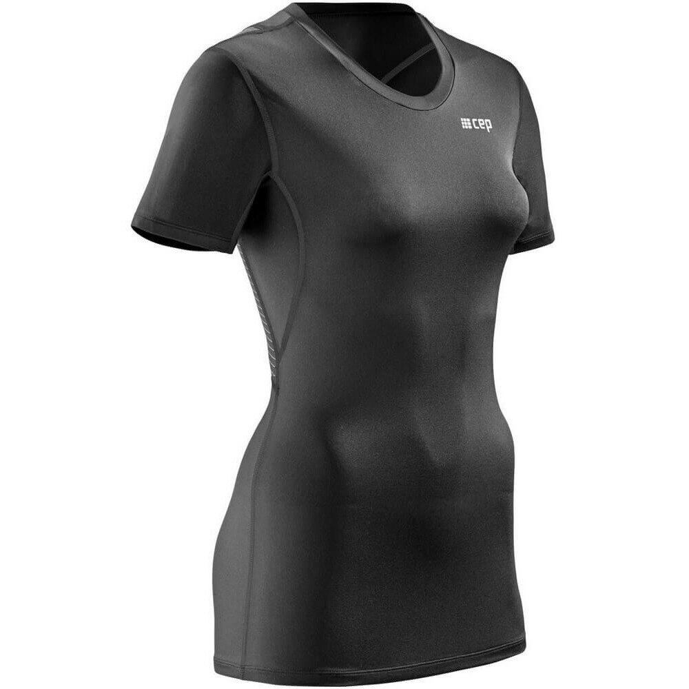 Tricou de sport pentru femei, CEP CEP Wingtech Shirt Short Sleeve W, Negru, L