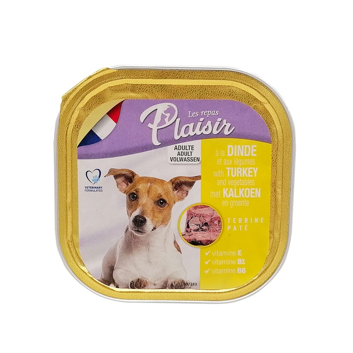 Мокра храна за кучета, Plaisir, Adult, пуешки пастет, 300 г, 607076