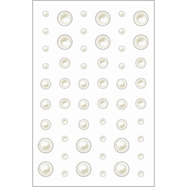 Set 54 margele autoadezive perlate in 3 marimi diferite, coala 12 x 8 cm