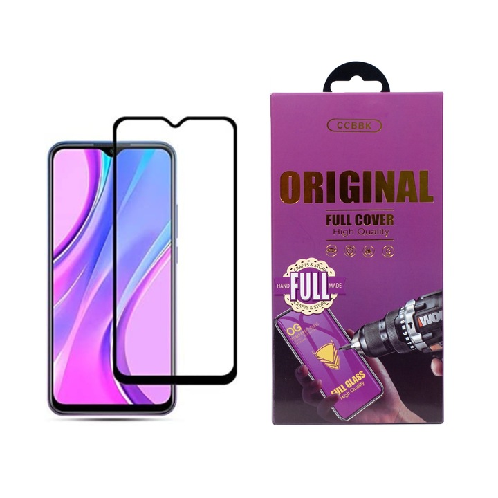 Стъклен Протектор OG за Xiaomi Redmi 9, Premium Glass, Черен